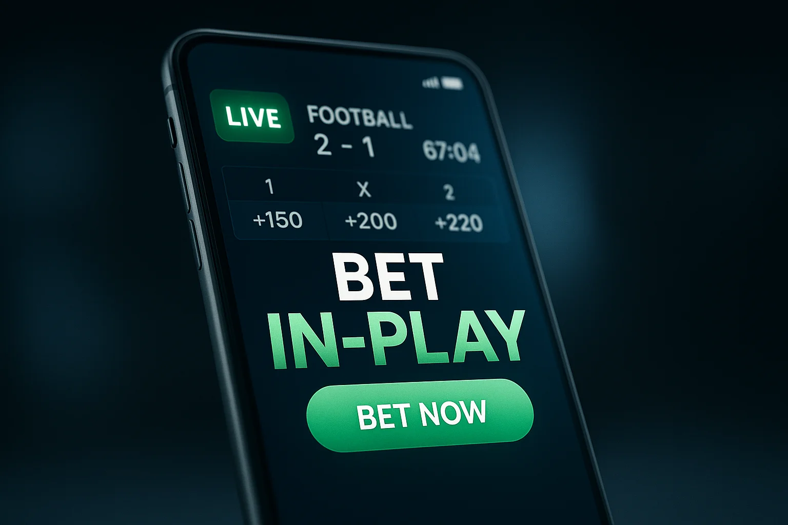 Wide in-play sports betting banner with smartphone live odds interface